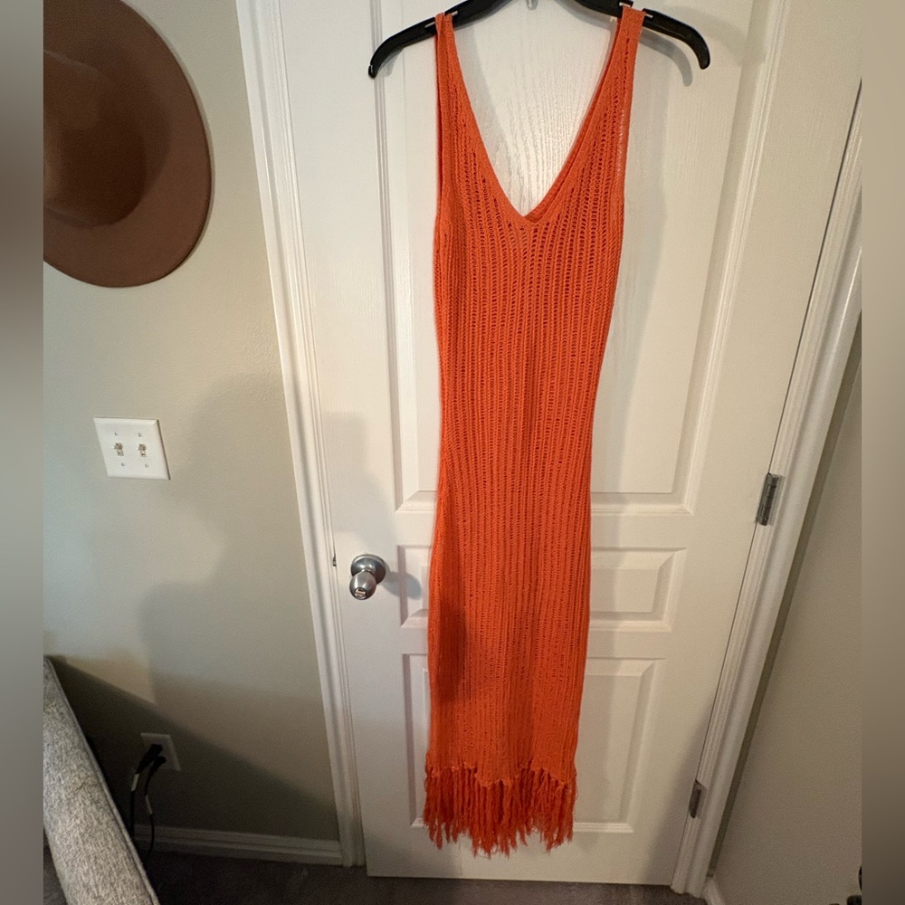 NWOT Orange Knit Cover-Up Dress